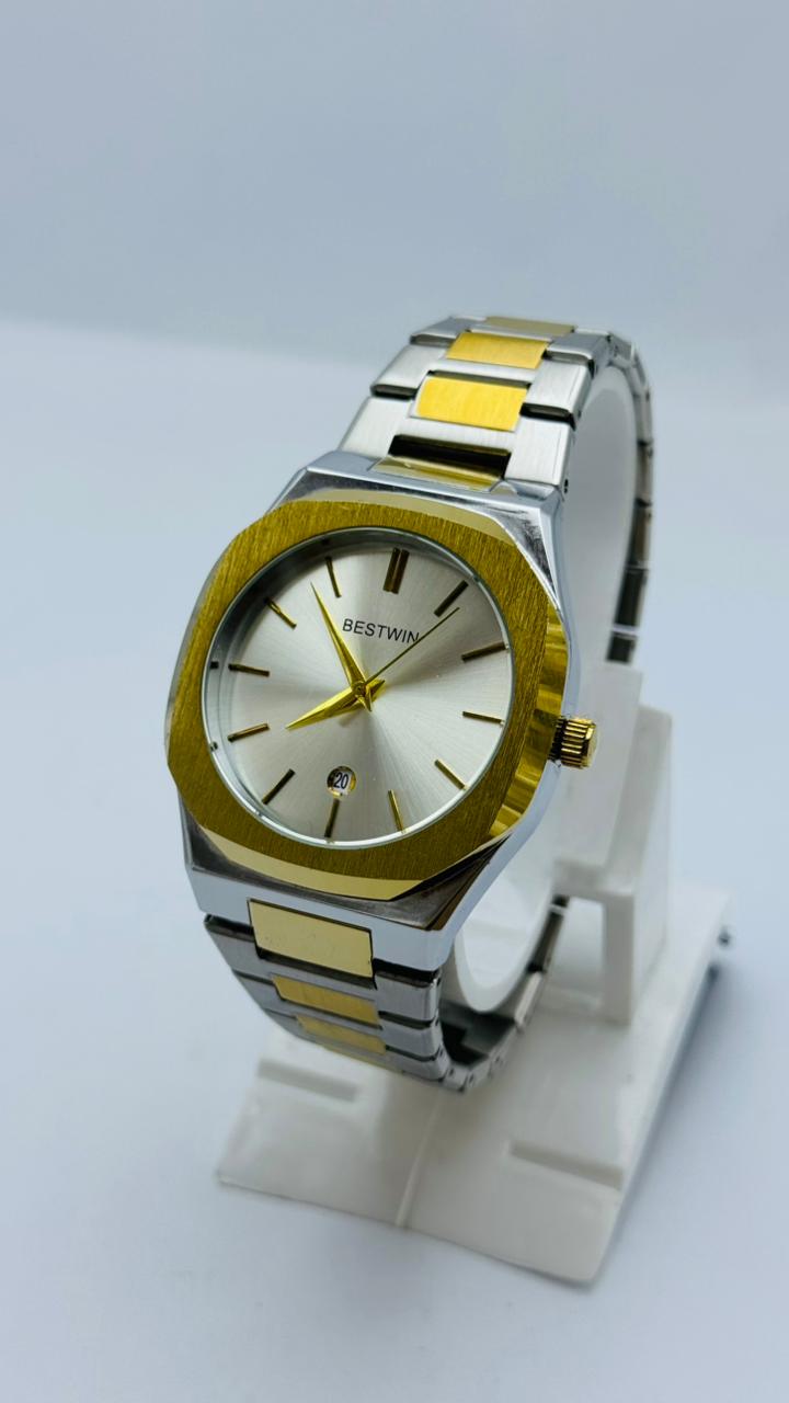 BESTWIN Two-Tone Gold & Silver Stainless Steel Watch – Minimal Classic Design